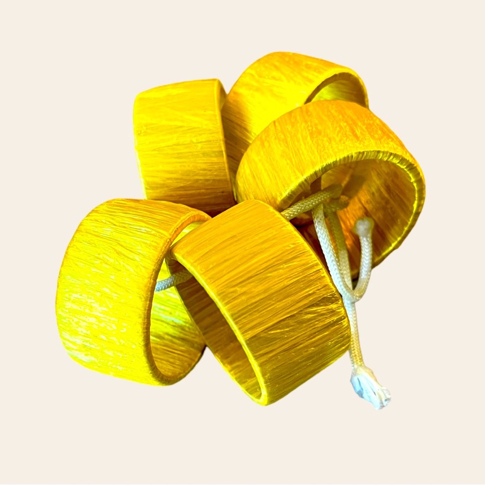 VTG Golden Woven Fibre Japanese Napkin Ring | Set of 5